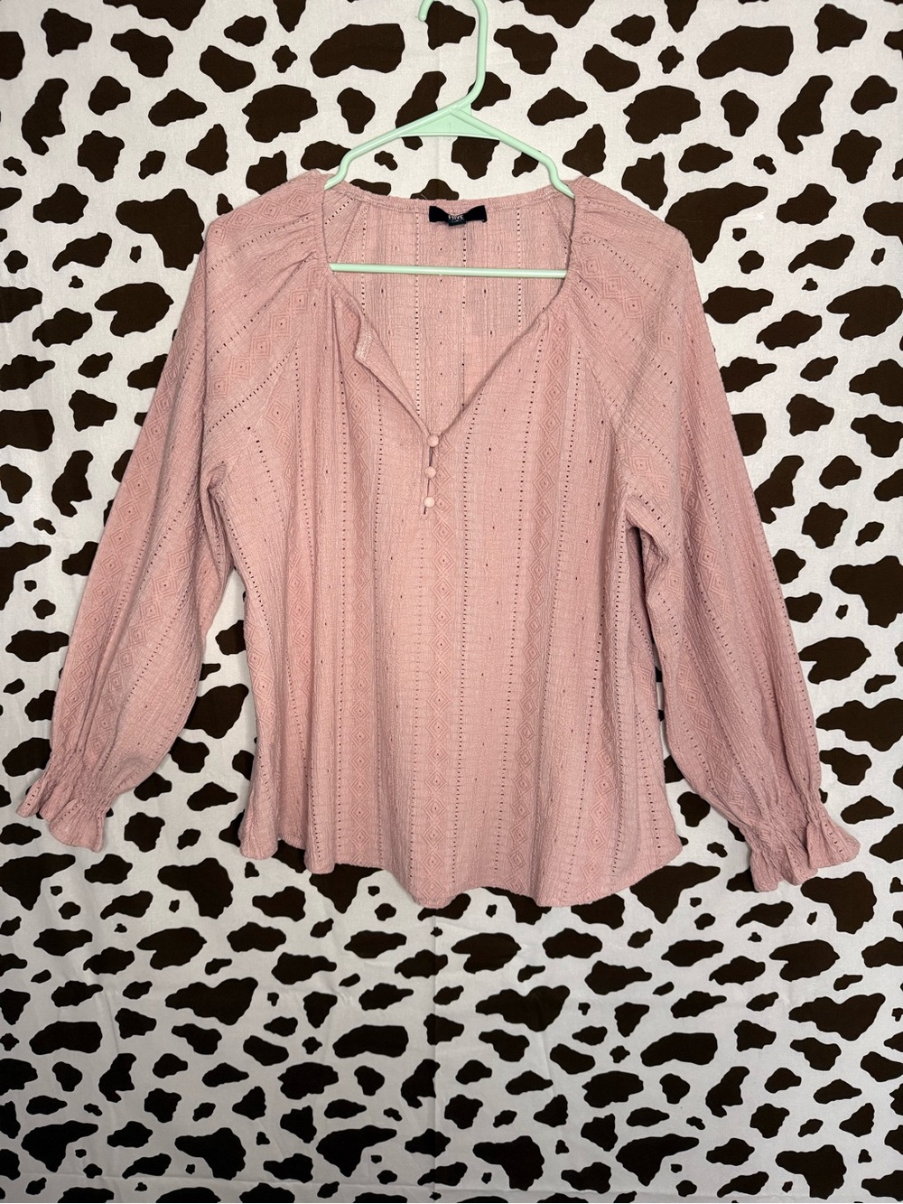 Frye Women’s Pink Solid Knit V-Neck Button Long Sleeve Blouse Size S